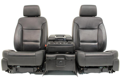 Chevy Silverado GMC Sierra Crew Cab Black Leather Center Folding Jump Seat & KIT