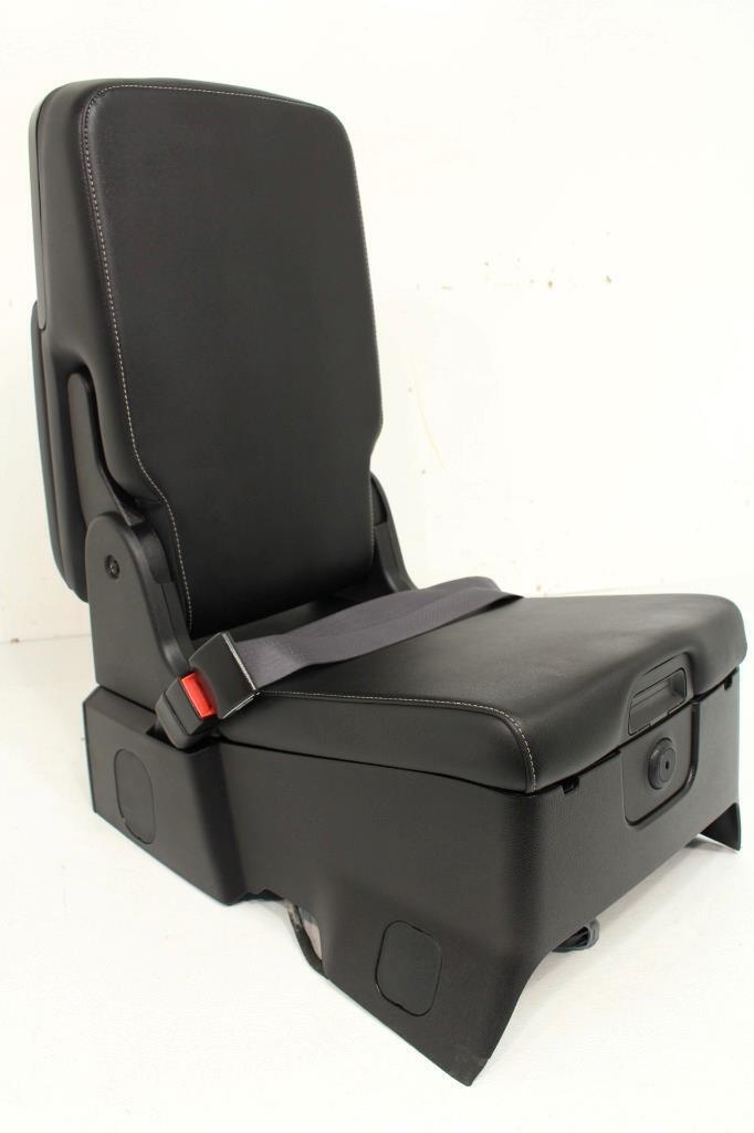 Chevy Silverado GMC Sierra Crew Cab Black Leather Center Folding Jump Seat & KIT