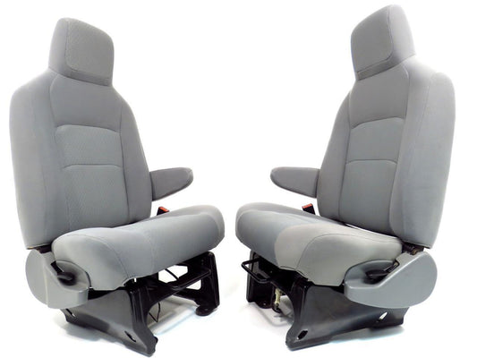 Ford VAN SEATS E150 E250 E350 front bucket VAN seats GRAY w/ ARMRESTS ECONOLINE